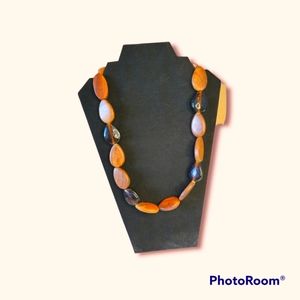 Wood and glass bead necklace